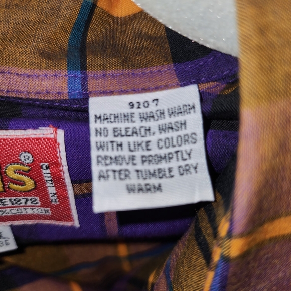 Vintage Ely Plains Purple & Gold Western Pearl-Snap Button Down Shirt - Picture 9 of 10